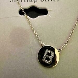 ‼️Last Call‼️ Sterling silver gold plated necklace. Letter B with faux diamonds.